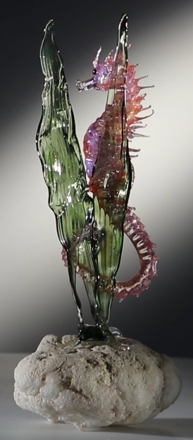 Seahorse on Seagrass and quartz Alternate View