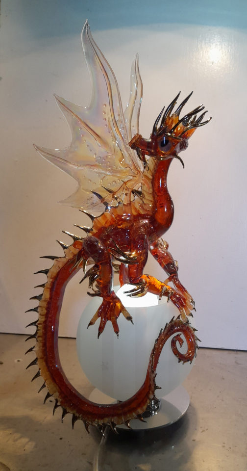 Commissions. Orange Dragon Lamp