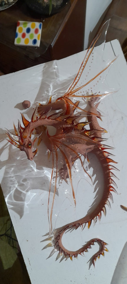Bronze and Glass Dragon Sculpture #1.5