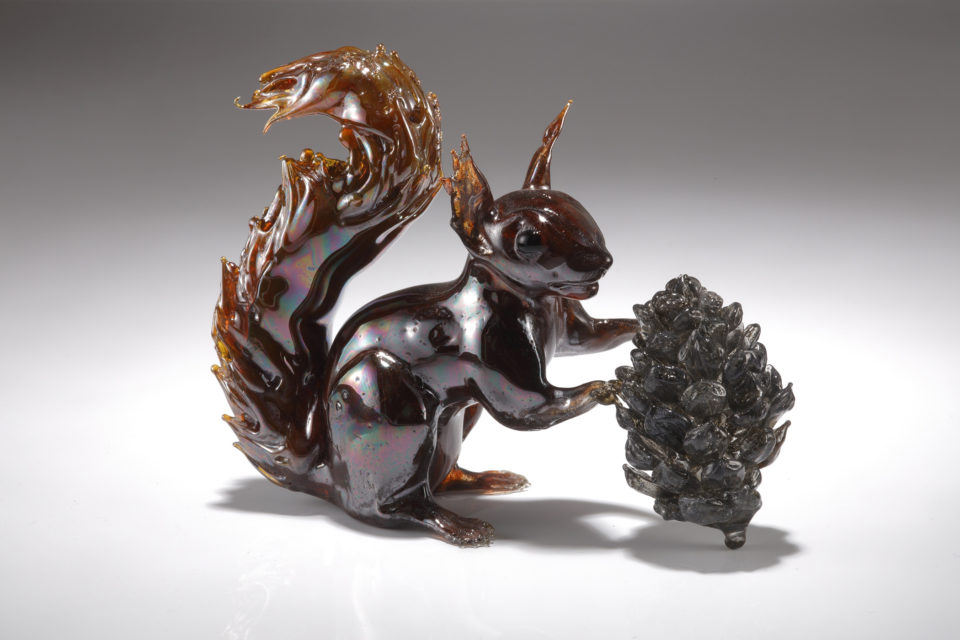 Red Squirrel and Pine Cone