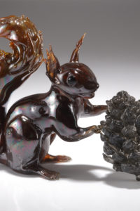 Red Squirrel and Pine Cone