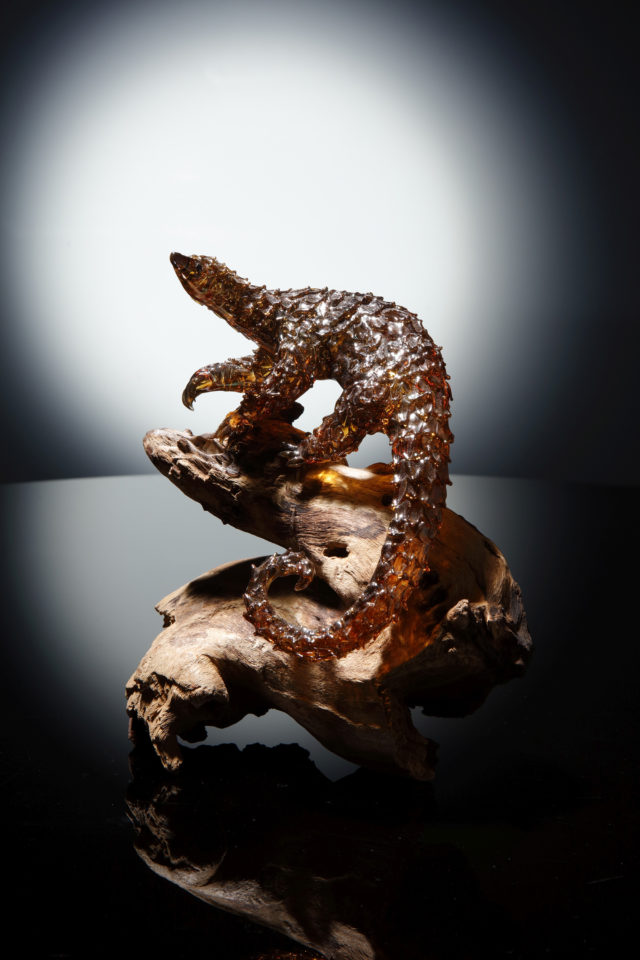 Pangolin on Wood Base